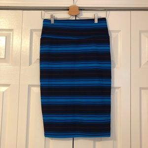 Blue Striped Pencil Skirt